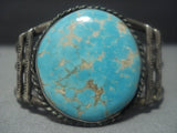 Early #8 Turquoise Vintage Navajo Native American Jewelry jewelry Sterling Silver Bracelet-Nativo Arts