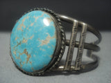 Early #8 Turquoise Vintage Navajo Native American Jewelry jewelry Sterling Silver Bracelet-Nativo Arts