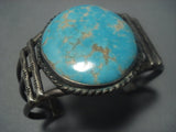 Early #8 Turquoise Vintage Navajo Native American Jewelry jewelry Sterling Silver Bracelet-Nativo Arts