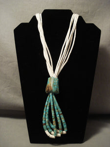 Early And Absolutely Incredible Vintage Santo Domingo Green Turquoise Necklace-Nativo Arts