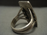 Early And More Rare Vintage Oscar Alexius Gold Kachina Native American Jewelry Silver Ring-Nativo Arts