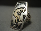 Early And More Rare Vintage Oscar Alexius Gold Kachina Native American Jewelry Silver Ring-Nativo Arts