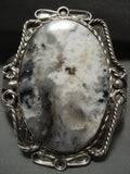 Early Huge Vintage Navajo Native American Jewelry jewelry Moss Agate 1930's Sdilver Bracelet Old Pawn-Nativo Arts