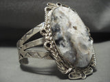 Early Huge Vintage Navajo Native American Jewelry jewelry Moss Agate 1930's Sdilver Bracelet Old Pawn-Nativo Arts