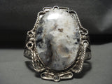Early Huge Vintage Navajo Native American Jewelry jewelry Moss Agate 1930's Sdilver Bracelet Old Pawn-Nativo Arts