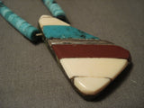 Early Santo Domingo Turquoise Coral Heishi Inlay Necklace-Nativo Arts