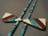 Early Santo Domingo Turquoise Coral Heishi Inlay Necklace-Nativo Arts