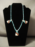 Early Santo Domingo Turquoise Coral Heishi Inlay Necklace-Nativo Arts