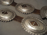 Early Vintage Navajo Hand Tooled Native American Jewelry Silver Concho Belt-Nativo Arts