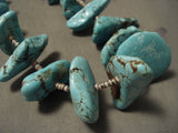 Early Vintage Navajo Native American Jewelry jewelry Old Morenci Turquoise Necklace-Nativo Arts