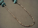 Early Vintage Navajo Native American Jewelry jewelry Old Morenci Turquoise Necklace-Nativo Arts