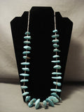 Early Vintage Navajo Native American Jewelry jewelry Old Morenci Turquoise Necklace-Nativo Arts