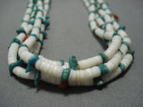 Early Vintage Navajo Native American Jewelry jewelry White Heishi Turquoise Spiny Oyster Necklace Old-Nativo Arts