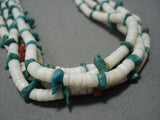 Early Vintage Navajo Native American Jewelry jewelry White Heishi Turquoise Spiny Oyster Necklace Old-Nativo Arts