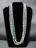 Early Vintage Navajo Native American Jewelry jewelry White Heishi Turquoise Spiny Oyster Necklace Old-Nativo Arts