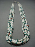 Early Vintage Navajo Native American Jewelry jewelry White Heishi Turquoise Spiny Oyster Necklace Old-Nativo Arts