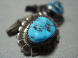 Early Vintage Navajo Old Sleeping Beauty Turquoise Native American Jewelry Silver Cufflinks-Nativo Arts