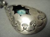 Early Vintage Navajo ""teardrop Box"" Turquoise Native American Jewelry Silver Necklace Old-Nativo Arts