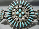 Turquoise Sun Vintage Zuni Native American Sterling Silver Bracelet Old-Nativo Arts