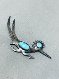 Wonderful Vintage Native American Navajo Sleeping Beauty Turquoise Sterling Silver Pin-Nativo Arts