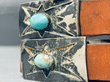 Very Rare Starbursting Vintage Native American Navajo Turquoise Sterling Silver Concho Belt-Nativo Arts