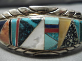 Museum Quality Vintage Native American Navajo Lander Blue Turquoise Sterling Silver Bracelet-Nativo Arts