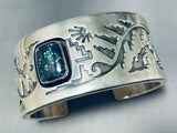 Important Vintage Native American Navajo Lander Blue Turquoise Sterling Silver Bracelet-Nativo Arts