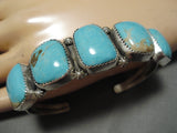 Amazing Vintage Native American Navajo Blue Gem Turquoise Sterling Silver Bracelet Cuff-Nativo Arts