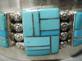 Breathtaking Vintage Native American Navajo Turquoise Sterling Silver Bracelet-Nativo Arts