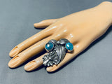 Phenomenal Native American Navajo Aqua Turquoise Sterling Silver Chief Ring-Nativo Arts
