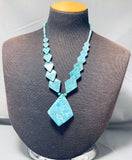 Dramatic Native American Navajo Turquoise Sterling Silver Necklace-Nativo Arts