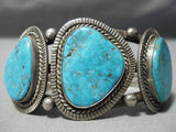 Museum Vintage Native American Navajo #8 Turquoise Sterling Silver Bracelet Old-Nativo Arts