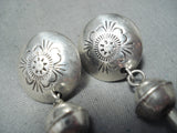 Unique Vintage Navajo Native American Sterling Silver Squash Blossom Earrings-Nativo Arts