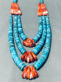 Native American One Of The Best Ever Santo Domingo Turquoise Disc Sterling Silver Necklace-Nativo Arts
