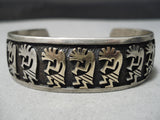Native American Important Vintage Hopi 14k Gold Dancing Kokopelli Sterling Silver Bracelet-Nativo Arts