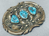 Will Singer Vintage Native American Navajo Sleeping Beauty Turquoise Sterling Silver Buckle-Nativo Arts