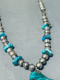 Fabulous Vintage Native American Navajo Huge Kingman Turquoise Sterling Silver Necklace-Nativo Arts