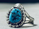 Incredible Vintage Native American Navajo Old Kingman Turquoise Sterling Silver Ring-Nativo Arts