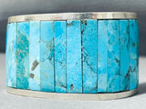 One Of The Best Vintage Native American Zuni Turquoise Inlay Sterling Silver Bracelet-Nativo Arts