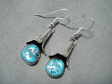 Fantastic Navajo Turquoise Sterling Silver Earrings Native American-Nativo Arts