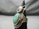 Detailed!! Vintage Native American Navajo Kachina Turquoise Sterling Silver Ring-Nativo Arts