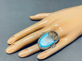 Noteworthy Native American Navajo Turquoise Sterling Silver Monument Valley Ring-Nativo Arts