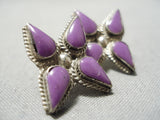 Incredible Vintage Native American Navajo Sugulite Steling Silver Earrings-Nativo Arts