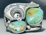 Huge Blackbear Vintage Native American Navajo Royston Turquoise Sterling Silver Bracelet-Nativo Arts