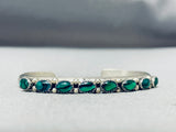 Exceptional Vintage Native American Navajo Green Agate Sterling Silver Bracelet-Nativo Arts