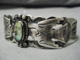 Very Rare Hachita Turquoise Vintage Native American Navajo Sterling Silver Bracelet-Nativo Arts