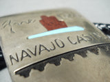 Important Vintage Native American Navajo Turquoise Dinosaur Fossil Sterling Silver Bolo Tie-Nativo Arts