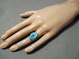 Marvelous Vintage Native American Navajo Sleeping Beauty Turquoise Sterling Silver Ring-Nativo Arts