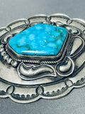 Kirk Smith Very Important Vintage Native American Navajo Turquoise Sterling Silver Pin-Nativo Arts