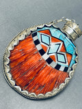 One Of The Best Ever Vintage Native American Navajo Ray Adakai Tuequoise Sterling Silver Flask-Nativo Arts